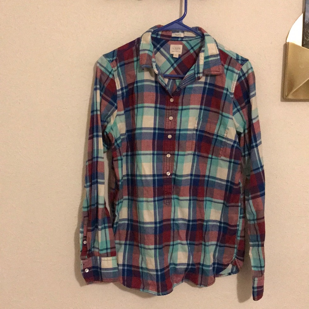 J crew plaid top!